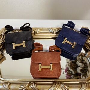 Mini Faux Suede Bag Charm | Velvet Touch | Gold Hardware